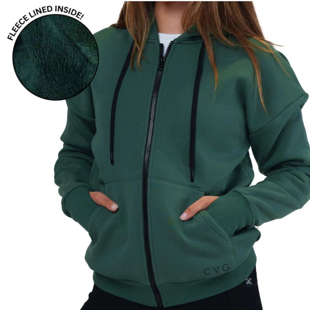 Constantly Varied Gear Hunter Green Full Zip Hoodie Fleece Lined Size XL.
